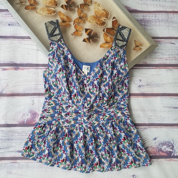 Anthropologie Tops - Anthro Edme & Esyllte Silk Beaded Peplum Top 8